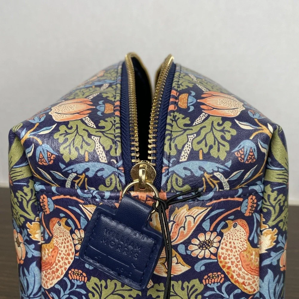 William Morris At Home Blue Strawberry Thief Toiletry Large Wash Bag 6x9